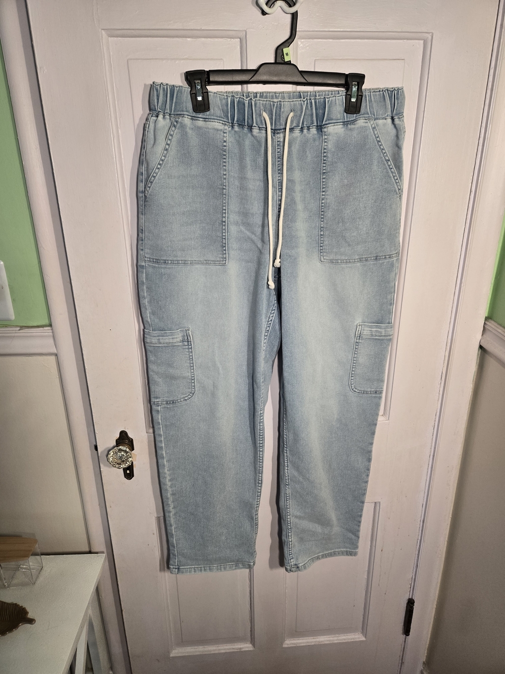 Maurices Light Blue Denim Joggers with Drawstring